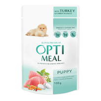 OPTIMEAL ™ visavertis konservuotas pašaras šuniukams su kalakutiena ir morkomis padaže 12x0.1 kg - 12x0.1 kg