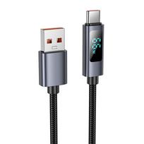 USB A į USB C Hoco 5A kabelis su ekranu 1 m X112 juodas