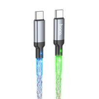 USB C iki USB C Hoco 3A 60W LED 1 m U112 pilkas