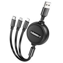 3in1 USB A kabelis į Lightning / Micro USB / USB C Hoco 2A 1 m X75 juodas
