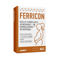 ICONFIT Ferricon – Geležies kompleksas raudonųjų kraujo kūnelių formavimui (45 kapsulės)