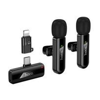 Bevielis dvigubas mikrofonas Lightning / USB C Hoco L20A juodas