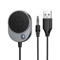 Belaidis automobilio imtuvas Hoco AUX Bluetooth su kabeliu Jack 3,5 mm E150 metalinės pilkos spalvos