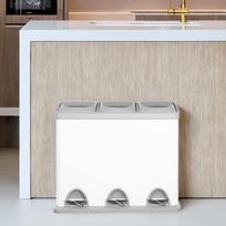 Virtuvinė šiukšliadėžė SONGMICS 3 skyrių 3 x 8 l balta-pilka