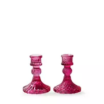 Stiklinė žvakidė JODECO SELMA, ryškios rožinės sp., 2 rūšys, 8 x 10,5 cm