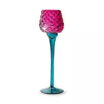 Stiklinė žvakidė JODECO LAMP, rožinės/žalsvos sp., 8 x 26 cm