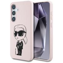 Karl Lagerfeld dėklas Silikoninis Graffiti Ikonik Spausdintas Logotipas MagSafe Samsung Galaxy S25 rožinis