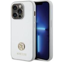Guess Strass Metal Logo dėklas iPhone 15 Pro - sidabro