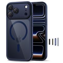 Tech-Protect Magpeak Magsafe CC dėklas iPhone 17 Pro Max - Skaidrus tamsiai mėlynas
