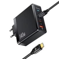 USAMS Network Charging. 2xUSB-C+1xUSB T52 140W PD Fast Charging US-CC168 + U82 USB-C/USB-C cable US-SJ581 240W black/black UM Series UMXLOGTC01