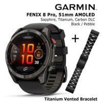 GARMIN fēnix® 8 Pro – 51 mm, AMOLED, Sapphire, Carbon DLC Ti + Titanium Vented Bracet sportinis laikrodis 010-03199-01 / 010-12864-09
