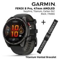 GARMIN fēnix® 8 Pro – 47 mm, AMOLED, Sapphire, Carbon DLC Ti + 22mm Titanium DLC Bracelet sportinis laikrodis 010-03198-01 / 010-12863-09