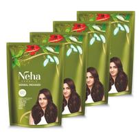Neha Herbals Chna milteliai plaukų dažymui ir kondicionavimui, natūralūs žoliniai Mehandi švelniems, žvilgantiems, pamaitintiems plaukams, 55 g EX Pakuotė iš 4 vnt.