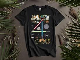 Retro Gegužės 4-oji Lai Būna Su Tavimi Šviesūs Marškinėliai T marškinėlis Vyrams Moterims Unisex T-shirt K697 L