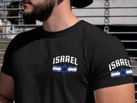 Izraelio marškinėliai | Marškinėliai su Izraelio vėliava | Izraelio pasididžiavimo marškinėliai | Dovydo žvaigždės logotipas M black