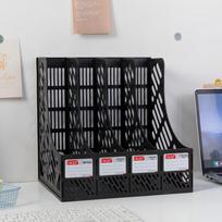 Four-Section Desktop File Organizer - Office Folder Storage Rack