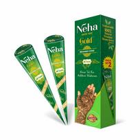 Neha Auksinės Chna Mehandi Kūgiai Rankų Ir Kūno Menui Laikinas Tatuiruotės Paruošti Naudoti Gryni Dažai( 25g X 2 Konusas) 1 vnt. pakuotė su ilgai išliekančia natūralia spalva