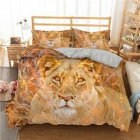 3D „Lions“ patalynės komplektas Patogus medvilninės antklodės komplektas, užvalkalas 2\/3 vnt EU\/US\/AU\/UK, vienvietis kambarys su didele dvigule lova ir labai didele UK Single 135x200cm