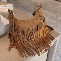 Retro Rudens Žiemos Asmenybės Kutais Peties Krepšys Moterims Elnio Odos Aksomo Crossbody Krepšys KTY 25*18*8cm ruda