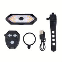 Dviračio galinis žibintas su posūkių rodikliais, įkraunamas per USB, 5 režimų LED dviračio saugos galinis žibintas, kelių/kalnų dviračių saugos galinis žibintas, priedai juoda