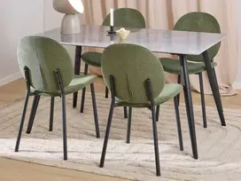 Wicklow dining table set, Top ceramic grey Batis, Base steel matt black, 140x80x75 cm