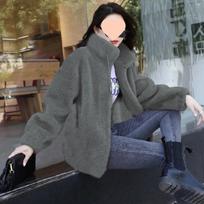 Dvipusė fliso striukė moteriškas kardiganas su stovinčia apykakle didelio dydžio moteriškas megztinis šiltas flisas flisas flisas rudens ir žiemos modeliai M pilka spalva