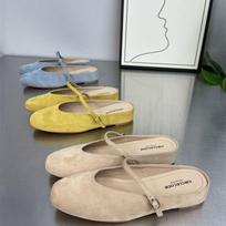 Flat-bottomed suede one-pedal slippers women's 2025 spring and summer new bag head outer wear half-drag soft-soled casual single shoes 35 mėlyna