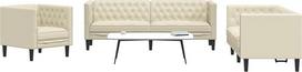 "Chesterfield" sofos komplektas 2+3 "Sitze Creme Kunstleder Polster" Modelis3209268