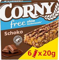 "Corny Free" šokoladinis grūdų batonėlis, be pridėtinio cukraus, 67 kcal, 6 x 20 g