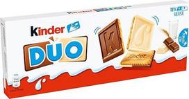 "Ferrero Kinder DUO" - sausainiai su pieno ir baltojo šokolado plytelėmis - 1 pakuotė po 150 g su 12 sausainių