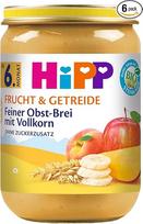 "HiPP" ekologiški vaisiai ir grūdai, smulkiagrūdė vaisių košė, 6 vnt. (6 x 190 g)