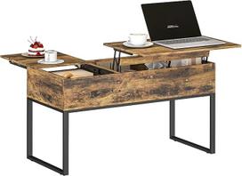 "HOMCOM" pakeliamas kavos staliukas su stumdomu stalviršiu "Soft Close Soft Close" paslėpta laikymo vieta 100 x 45 x 67 cm Rustic Brown