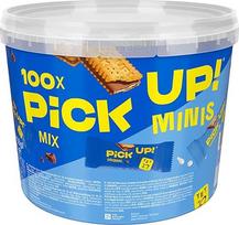 "PiCK UP!" mini užkandžiai "Original + Choco&Milk" (1 x 1,06 kg), mini užkandžių batonėlis su traškiu pieniško šokolado batonėliu tarp dviejų sausainių, 100 porcijų pakuočių