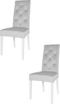 "Tommychairs Chantal" modernios virtuvės ir valgomojo kėdės, tvirtos konstrukcijos, pagamintos iš lakuotos buko medienos, baltos spalvos, minkštos ir aptrauktos šviesiai pilku aksomu, 2 vnt.