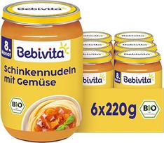 Bebivita Meniu nuo 8 mėnesio Kumpio makaronai su įvairiomis daržovėmis, 220 g, 6 vnt. (6 x 220 g)