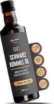Ekologiškas šalto spaudimo 250 ml juodųjų kmynų aliejus - nefiltruotas, su dideliu timochinono kiekiu (4600 mg/1000 g), be priedų - atitinka 500 šalto spaudimo juodųjų kmynų aliejaus kapsulių