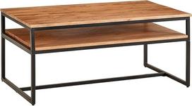 FineBuy Kavos staliukas 100 x 60 x 45 cm Medžio masyvo metalinis sofos stalas Svetainės stalas Akacijų svetainės stalas Pramoninis stalas su laikymo vieta Medinis stalas Kavos staliukas Masyvus