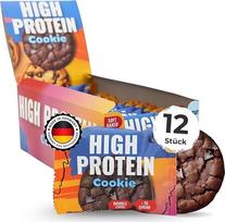 HANS Brainfood High Protein Cookie Chocolate 420 g (12 x 35 g) su mažiau nei 1 g cukraus ir 8 g baltymų viename sausainyje - baltymų batonėlis, mažai angliavandenių, šokoladas - baltymų batonėlis be cukraus