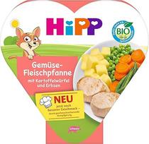HiPP Ekologiška daržovių mėsos keptuvė su bulvių kubeliais ir žirneliais (6 x 250 g), Meniu nuo 1 metų, švelniai troškinta garuose, vegetariška, pritaikyta vaikams, su prieskoniais, ekologiška kokybė