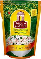 INDIA GATE Sella Basmati ryžiai, virti (iš Indijos, smulkūs ilgagrūdžiai), aromatingi, sandėliavimo pakuotė - 1 pakuotė (1 x 1 kg)