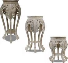 Oriental Galerie Round Stool Pot Flower Stool Side Table Bedside Table Teak Wood Stool Baroque Solid Spalva: Whitewash Dydis: 45 cm
