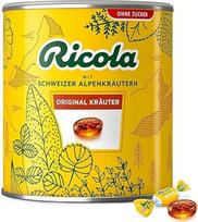 Ricola Riesendose Original Kräuter, 277 saldainiai 1 kg dizaino dozėje, idealiai tinka kaip vaistas ir dovanėlė, Schweizer Kräuter-Bonbon, ohne Zucker