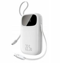 Atsarginis maitinimo šaltinis ("Power Bank") Powerbank Baseus EnerFill FC31 20000mAh 22.5W su skaitmeniniu ekranu ir dviem integruotais USB-C, Lightning kabeliais balta, Powerbank Baseus EnerFill FC31 20000mAh 22.5W z wyświetlaczem cyfrowym i dwoma wbudowanymi kablami USB-C, Lightning biały