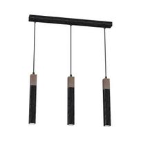 "SOLO SAWN BLACK / PATINATED WOOD" pakabinamas šviestuvas 3x mini GU10