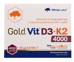 OLIMP LABS Gold Vit D3 + K2 4000SV + 50 mcg kapsulės, 30 vnt.
