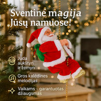 Muzikinis laipiojantis Kalėdų Senis – judanti dekoracija, magijai namuose
