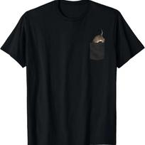 Cat Funny Left Chest Pocket T-Shirt S juoda