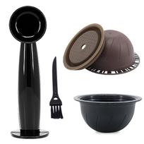 150ml/230ml Nespresso Vertuo kavos kapsulės puodelis Daugkartinis PP kavos kapsulės korpusas su silikoniniu dangteliu Šepetėlis Miltelių presavimo šaukštelis