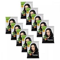 Neha Herbals Chna plaukų dažai Juodi (10g, x 10 pakuočių) Natūraliai atrodantiems, švelniems, žvilgantiems ir sveikiems plaukams su žolelių maitinamuoju mišinio pudra