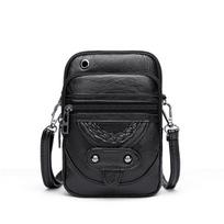 Vintage Soft Leather Crossbody Bags Rivet PU Women Messenger Shoulder Bag Small Female Handbags Phone Purses Black and Brown KTY ruda
